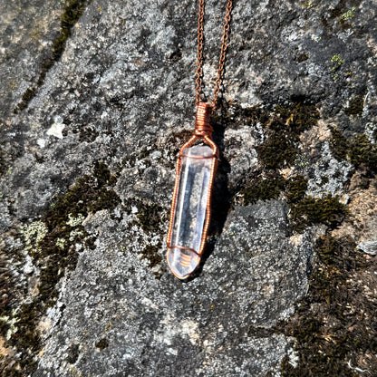 Lemurian Quartz Crystal Copper Pendant