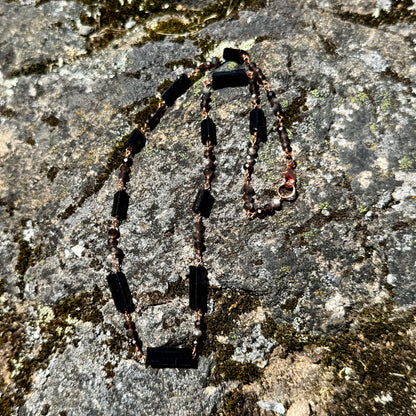 Protection Amulet: Black Tourmaline and Obsidian Copper Necklace