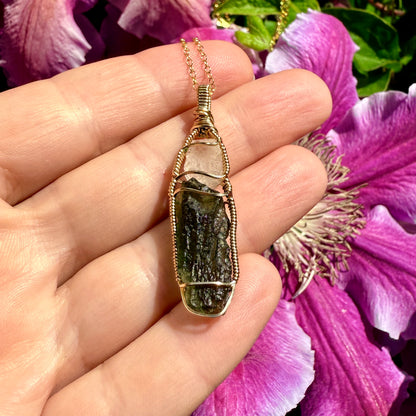 Phenakite and Moldavite Pendant