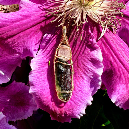 Phenakite and Moldavite Pendant