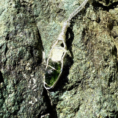 Phenakite and Moldavite Pendant
