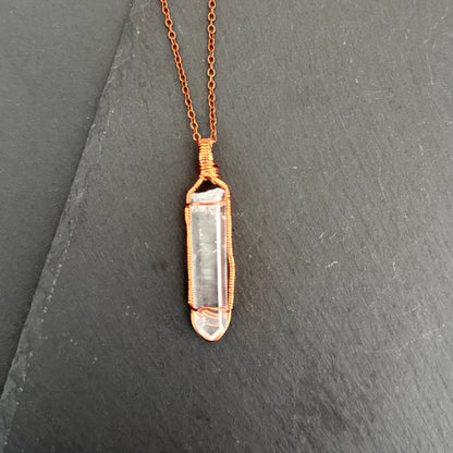 Lemurian Quartz Crystal Copper Pendant