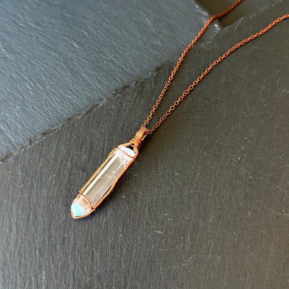 Lemurian Quartz Crystal Copper Pendant
