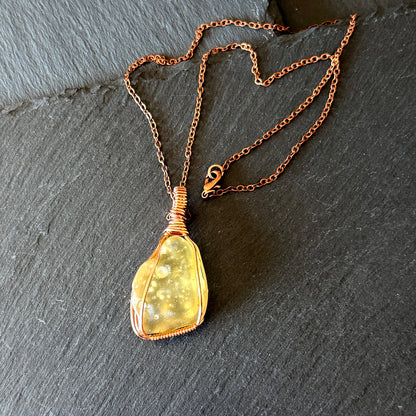 Libyan Golden Tektite Copper Pendant