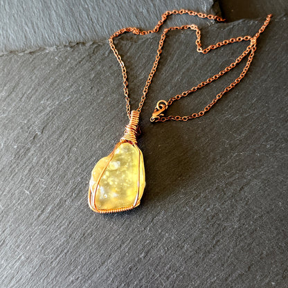 Libyan Golden Tektite Copper Pendant
