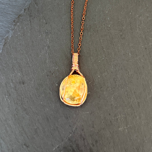 Golden Healer Quartz Copper Pendant