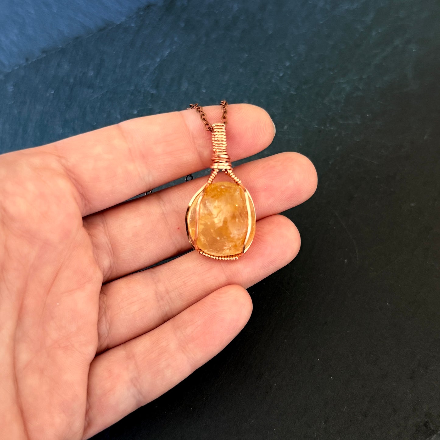 Golden Healer Quartz Copper Pendant