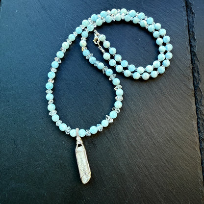 Clear Sight & Communication Talisman Danburite, Aquamarine and Quartz Gemstone Necklace