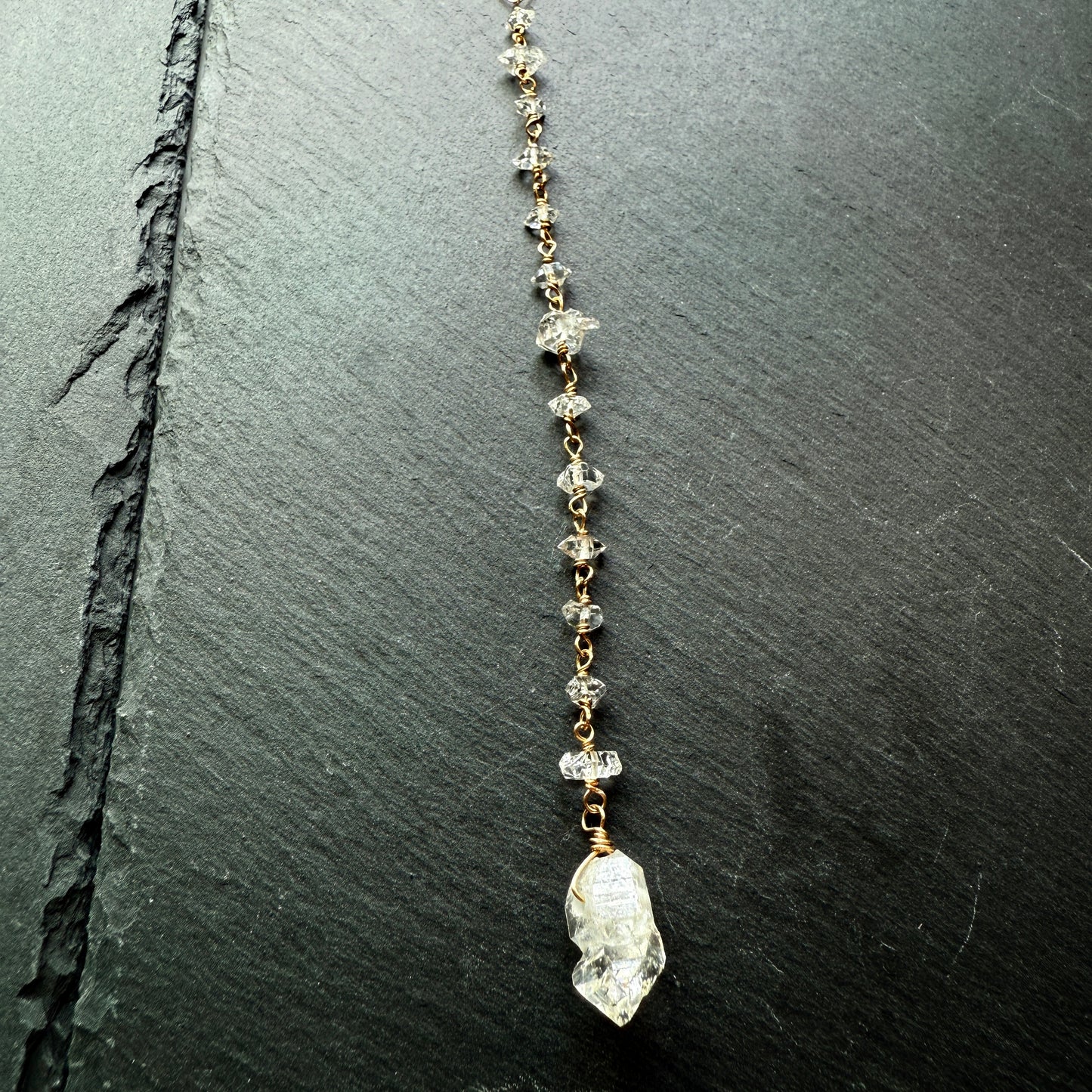 Shine Your Light: Double Terminated Quartz Crystal Y Necklace 14k Gold fill