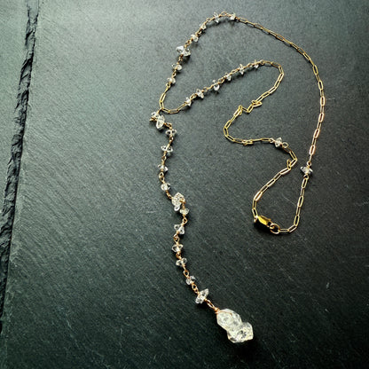 Shine Your Light: Double Terminated Quartz Crystal Y Necklace 14k Gold fill