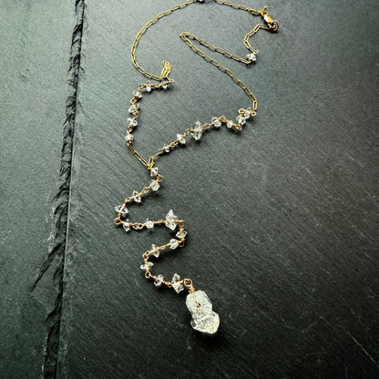 Shine Your Light: Double Terminated Quartz Crystal Y Necklace 14k Gold fill