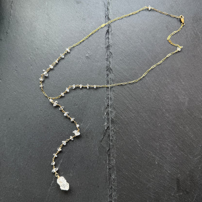 Shine Your Light: Double Terminated Quartz Crystal Y Necklace 14k Gold fill