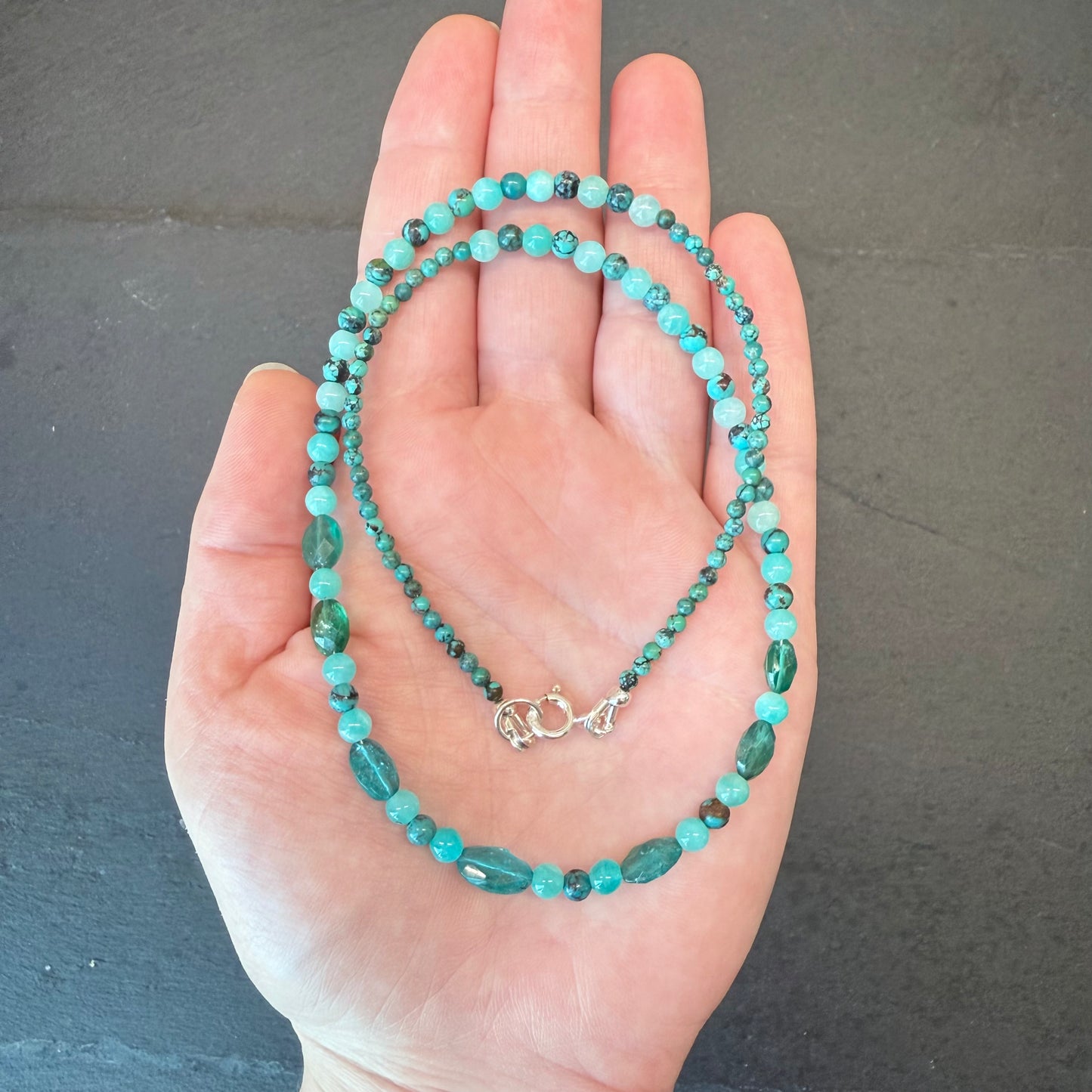 Clarity & Truth Talisman: Apatite, Amazonite and Turquoise Gemstone Necklace