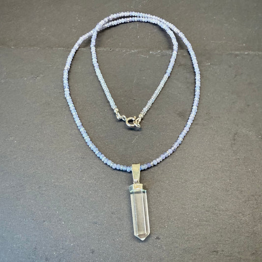 High Magick Talisman: Clear Quartz, Tanzanite and Labradorite Gemstone Necklace