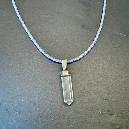 High Magick Talisman: Clear Quartz, Tanzanite and Labradorite Gemstone Necklace