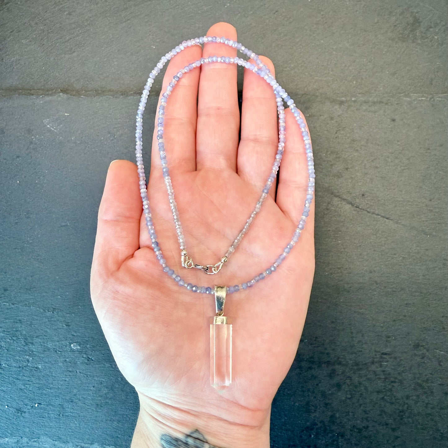 High Magick Talisman: Clear Quartz, Tanzanite and Labradorite Gemstone Necklace