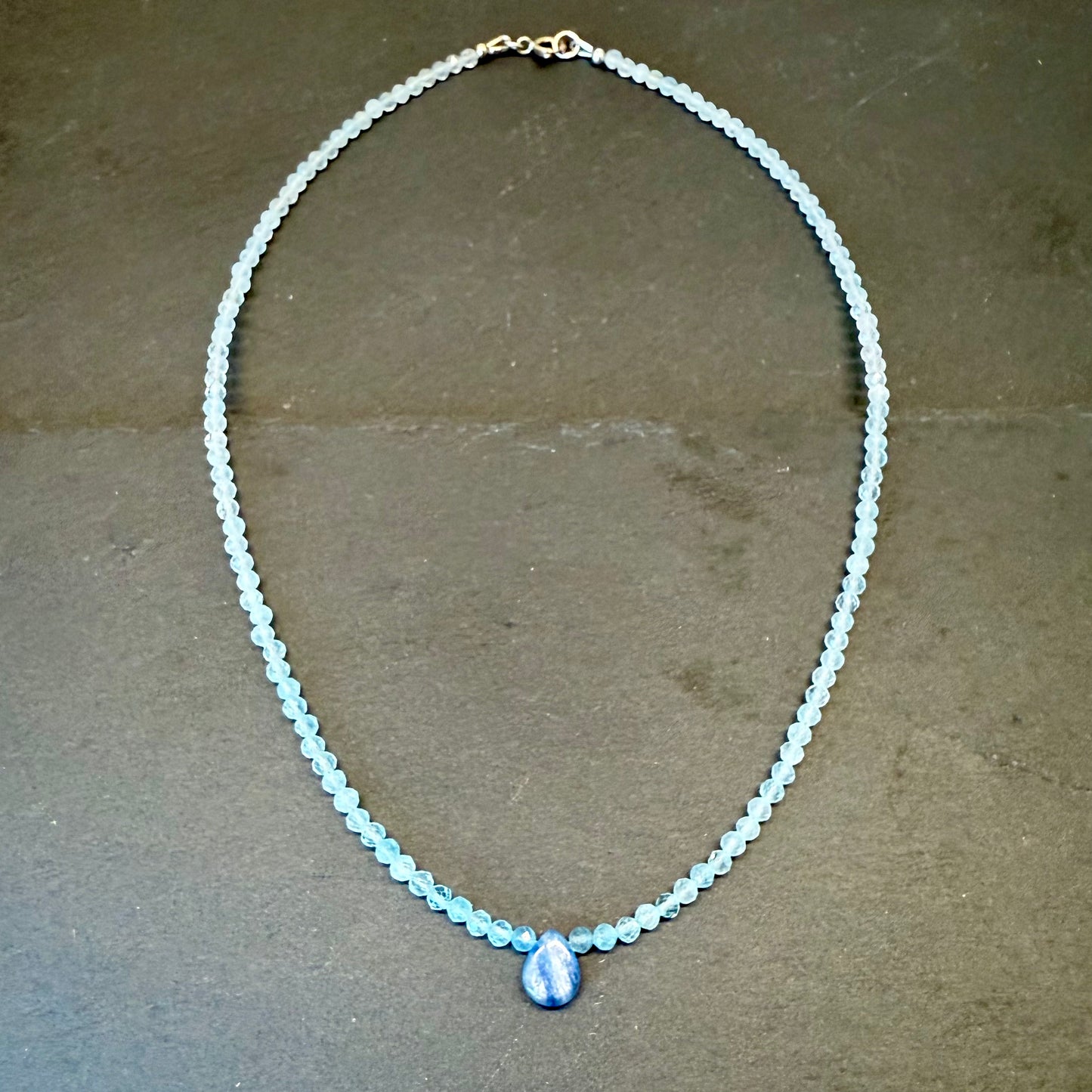 Clear Communication & Inner Voice Talisman: Kyanite, and Aquamarine Gemstone Necklace