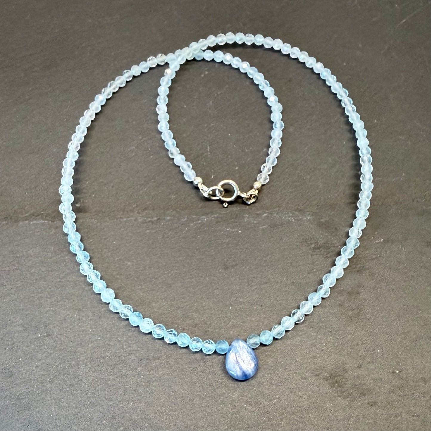 Clear Communication & Inner Voice Talisman: Kyanite, and Aquamarine Gemstone Necklace
