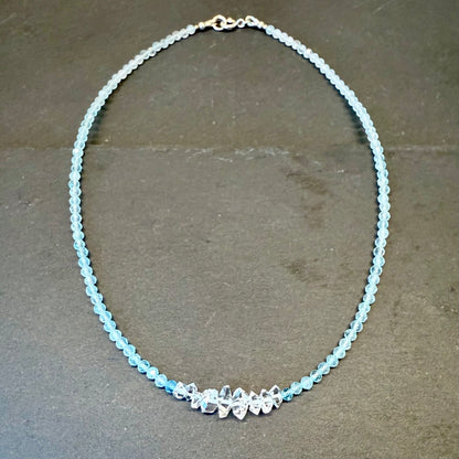 Clarity & Focus Precision Talisman: Quartz, and Aquamarine Gemstone Necklace