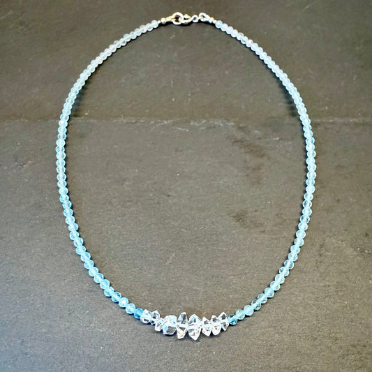 Clarity & Focus Precision Talisman: Quartz, and Aquamarine Gemstone Necklace
