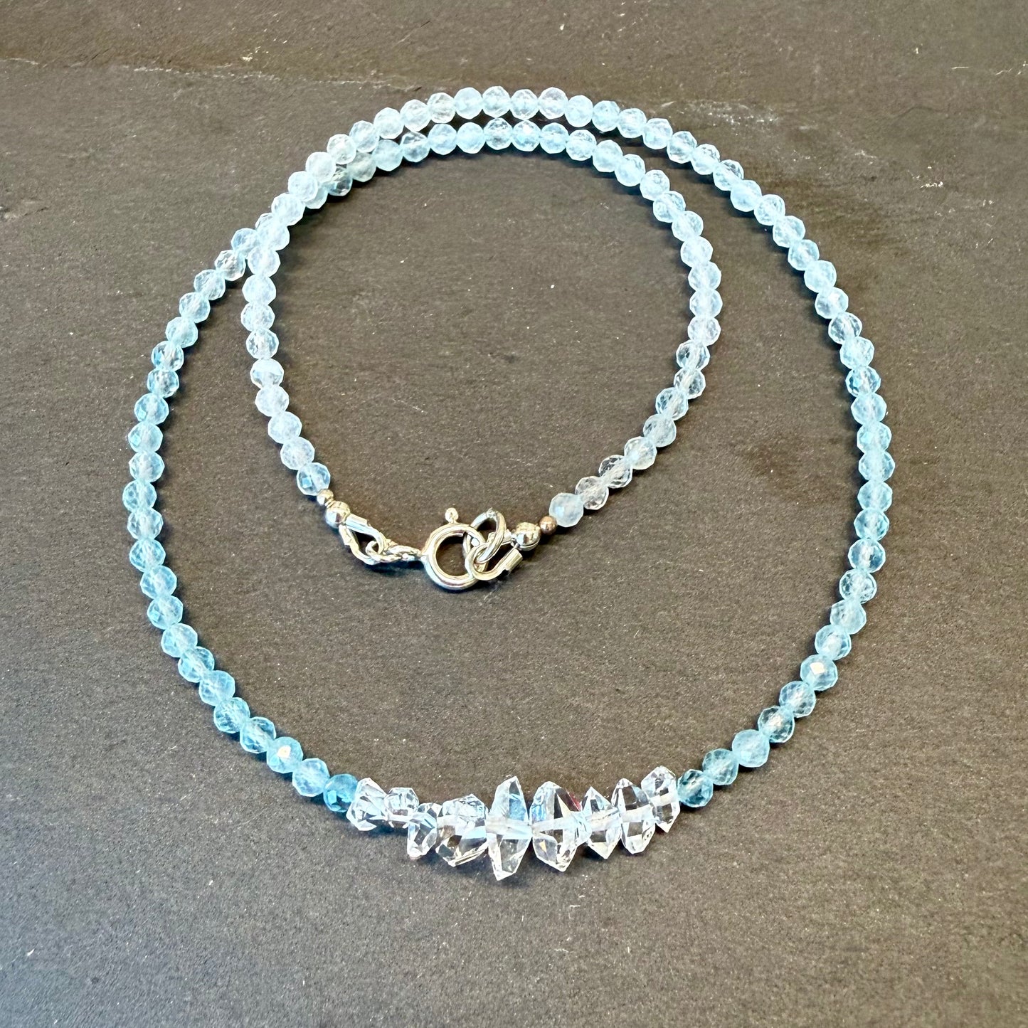 Clarity & Focus Precision Talisman: Quartz, and Aquamarine Gemstone Necklace