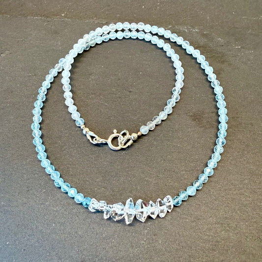 Clarity & Focus Precision Talisman: Quartz, and Aquamarine Gemstone Necklace