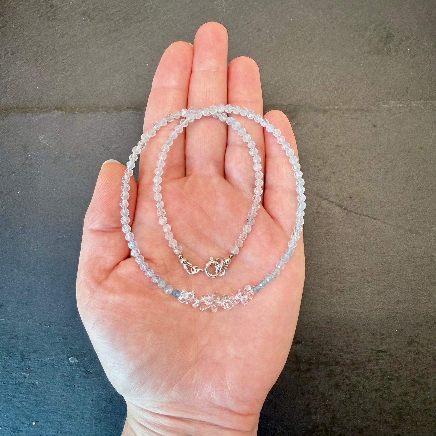 Clarity & Focus Precision Talisman: Quartz, and Aquamarine Gemstone Necklace