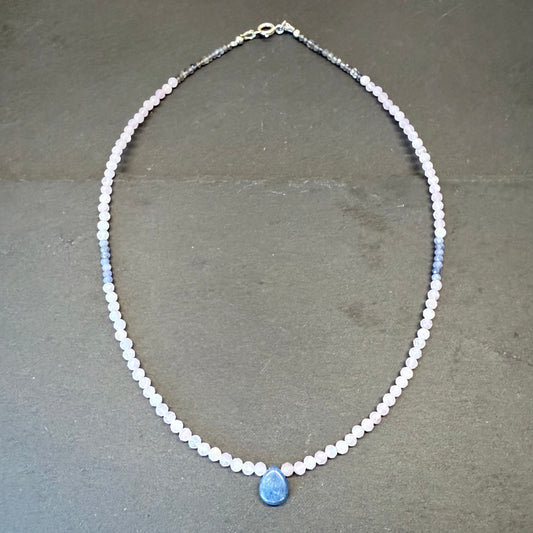 Divine Feminine Wisdom Talisman: Kyanite, Kunzite, Tanzanite and Iolite Gemstone Necklace