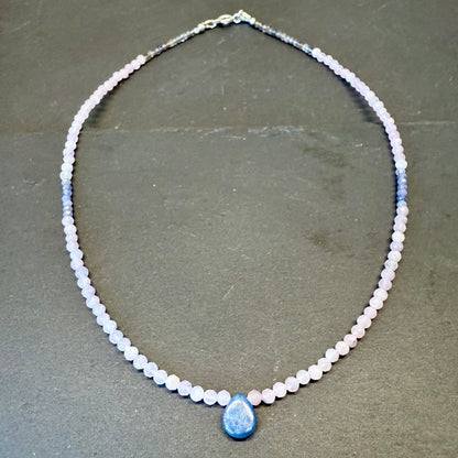 Divine Feminine Wisdom Talisman: Kyanite, Kunzite, Tanzanite and Iolite Gemstone Necklace