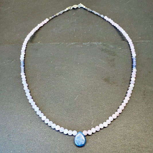 Divine Feminine Wisdom Talisman: Kyanite, Kunzite, Tanzanite and Iolite Gemstone Necklace
