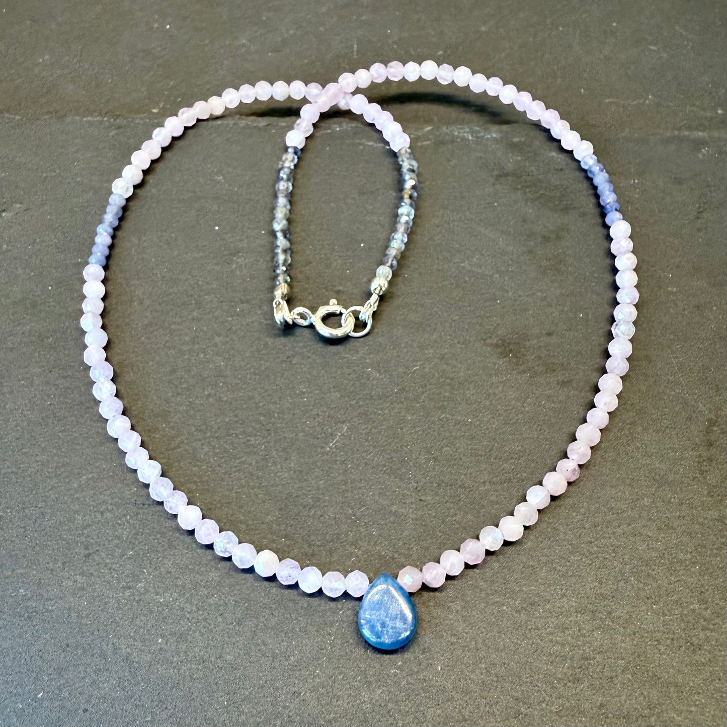 Divine Feminine Wisdom Talisman: Kyanite, Kunzite, Tanzanite and Iolite Gemstone Necklace