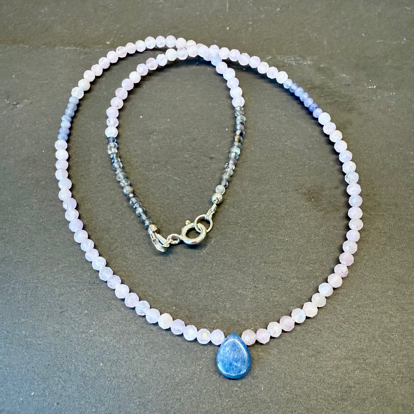Divine Feminine Wisdom Talisman: Kyanite, Kunzite, Tanzanite and Iolite Gemstone Necklace
