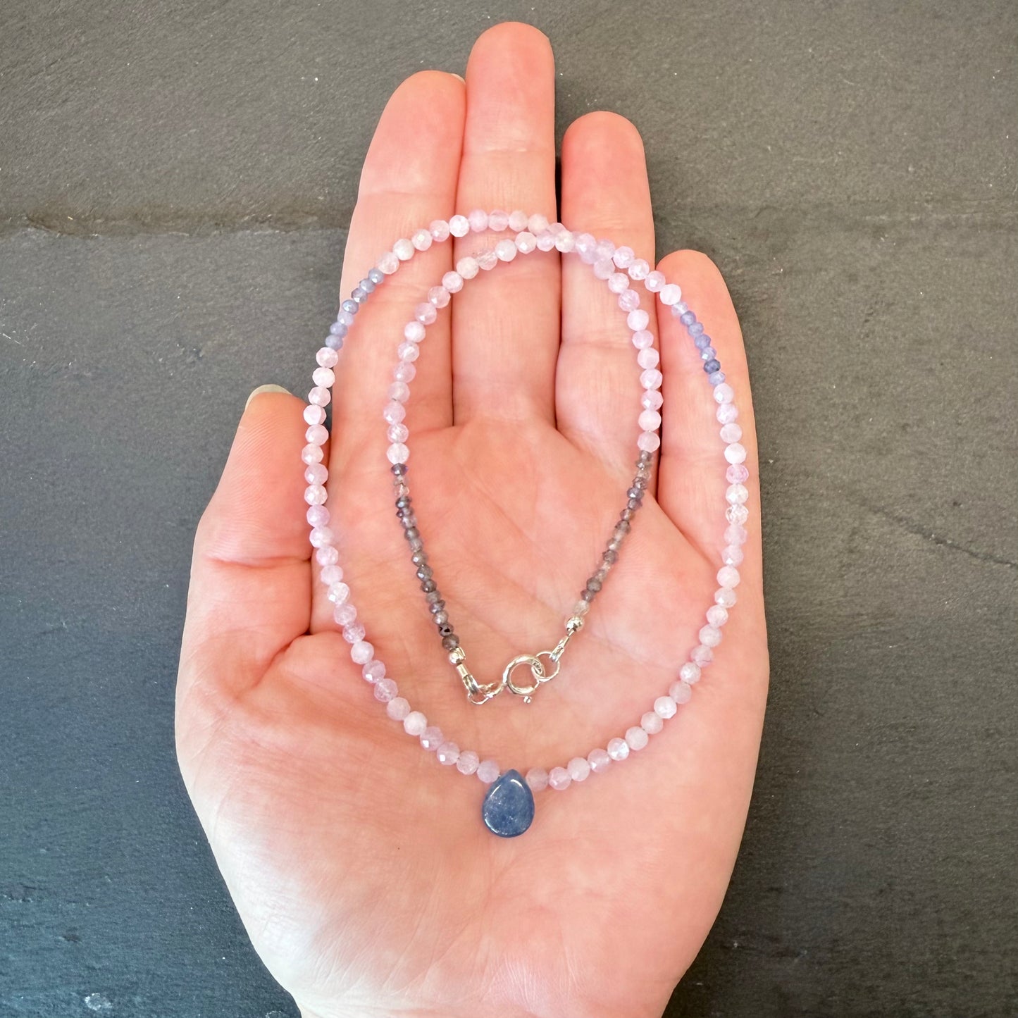 Divine Feminine Wisdom Talisman: Kyanite, Kunzite, Tanzanite and Iolite Gemstone Necklace