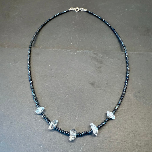 Magick Aura Protection Amulet:  Quartz Crystals and Spinel Gemstone Necklace