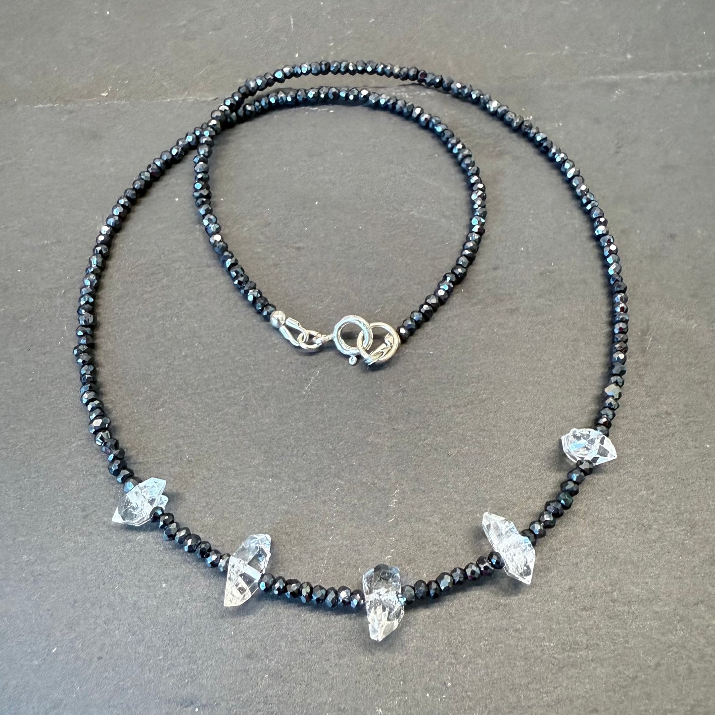 Magick Aura Protection Amulet:  Quartz Crystals and Spinel Gemstone Necklace