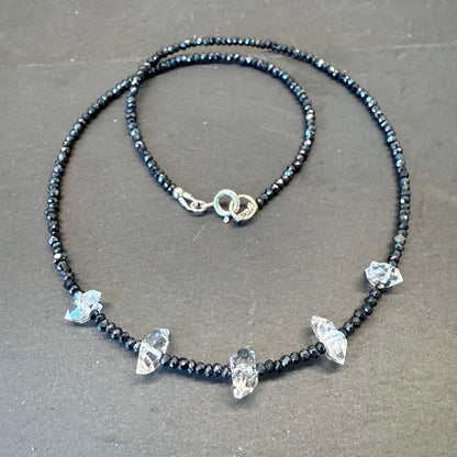 Magick Aura Protection Amulet:  Quartz Crystals and Spinel Gemstone Necklace