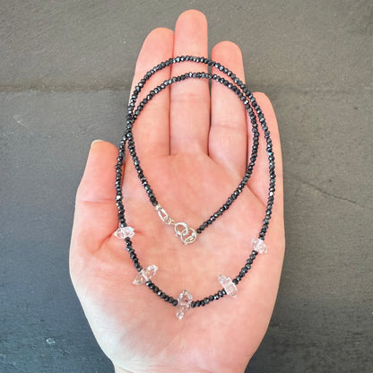 Magick Aura Protection Amulet:  Quartz Crystals and Spinel Gemstone Necklace