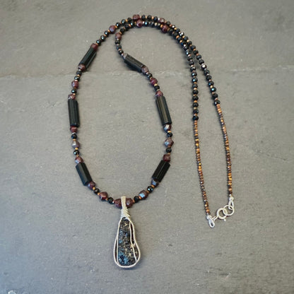 Grounding & Integrating Ascension Energies Talisman: Black Tektite, Black Tourmaline, Tiger's Eye and Garnet Necklace