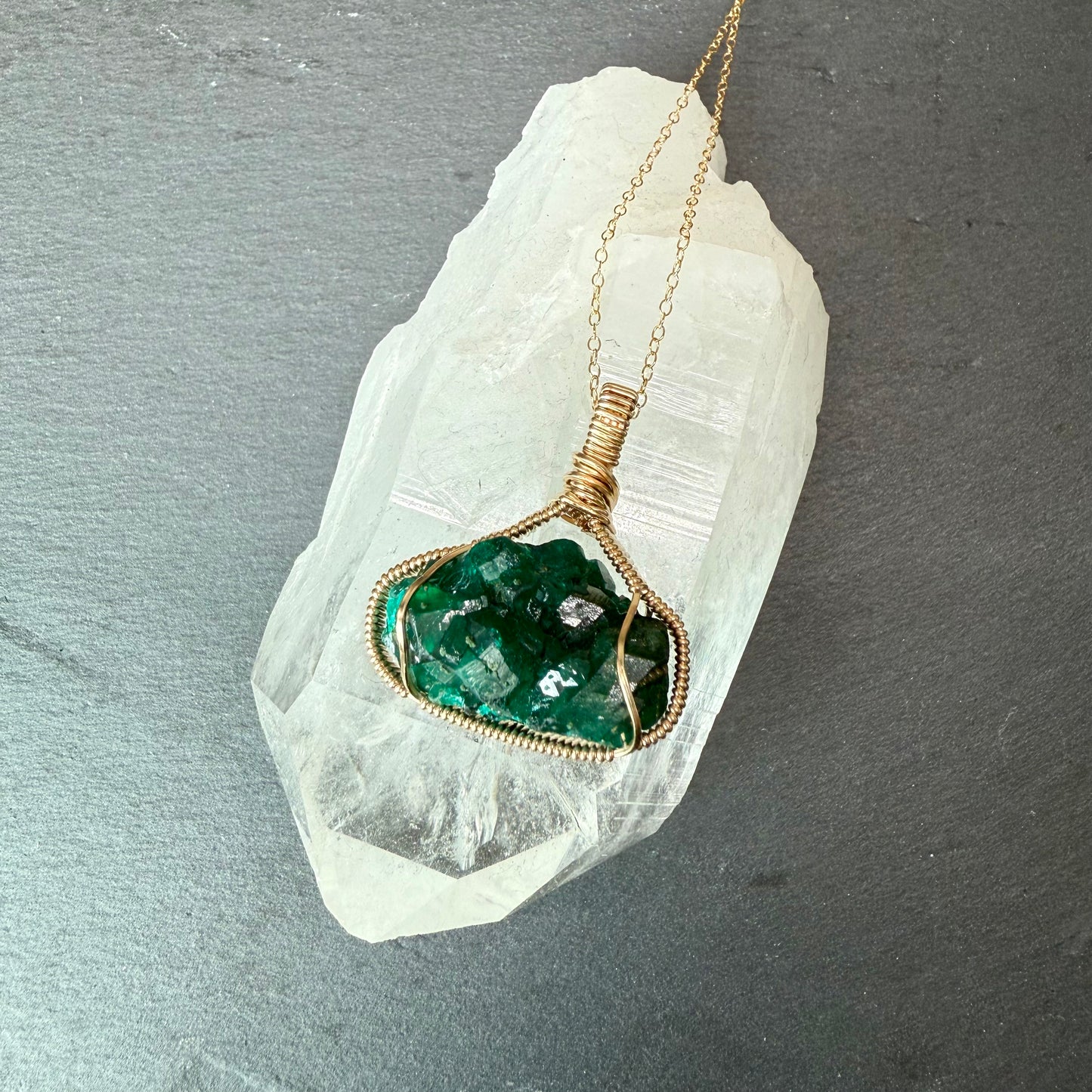 Dioptase Crystal Pendant