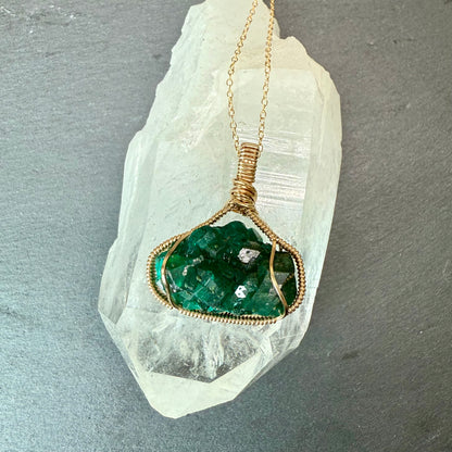 Dioptase Crystal Pendant