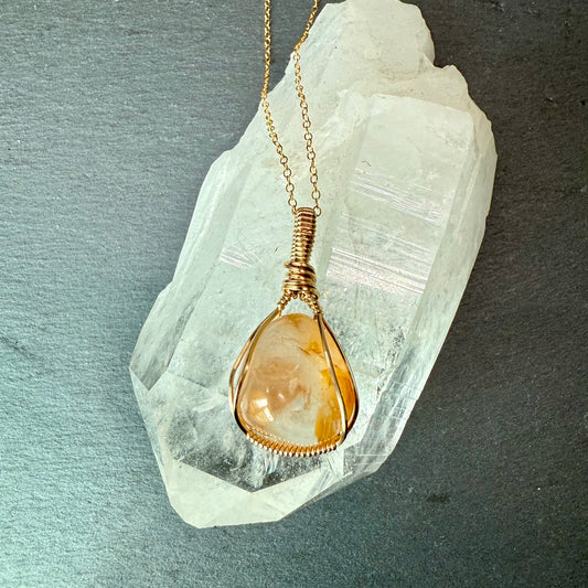 Golden Healer Quartz Crystal Pendant