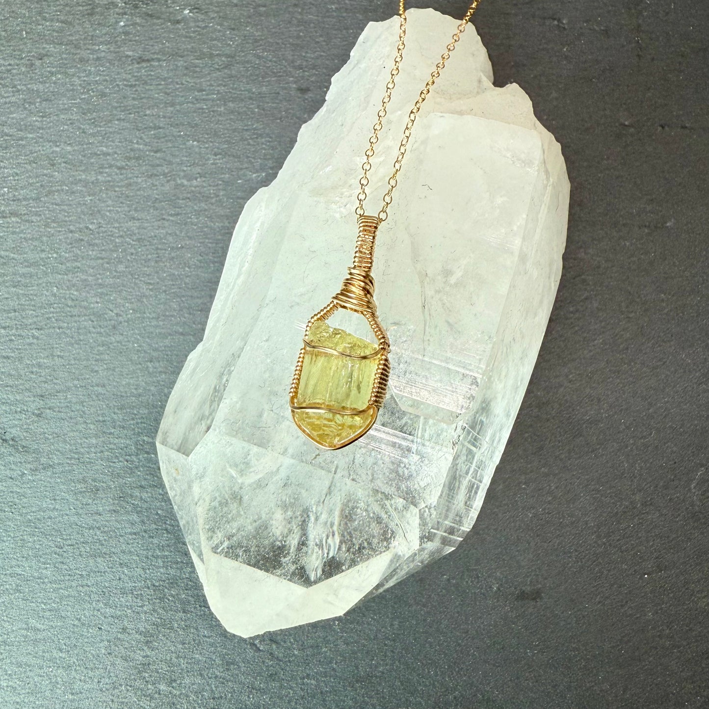 Golden Apatite Crystal Pendant