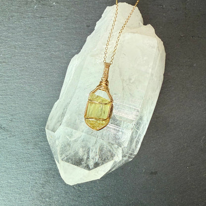 Golden Apatite Crystal Pendant