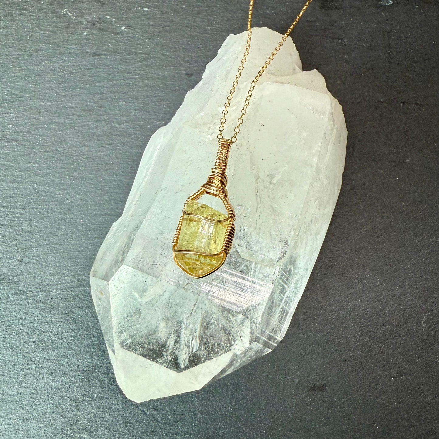 Golden Apatite Crystal Pendant