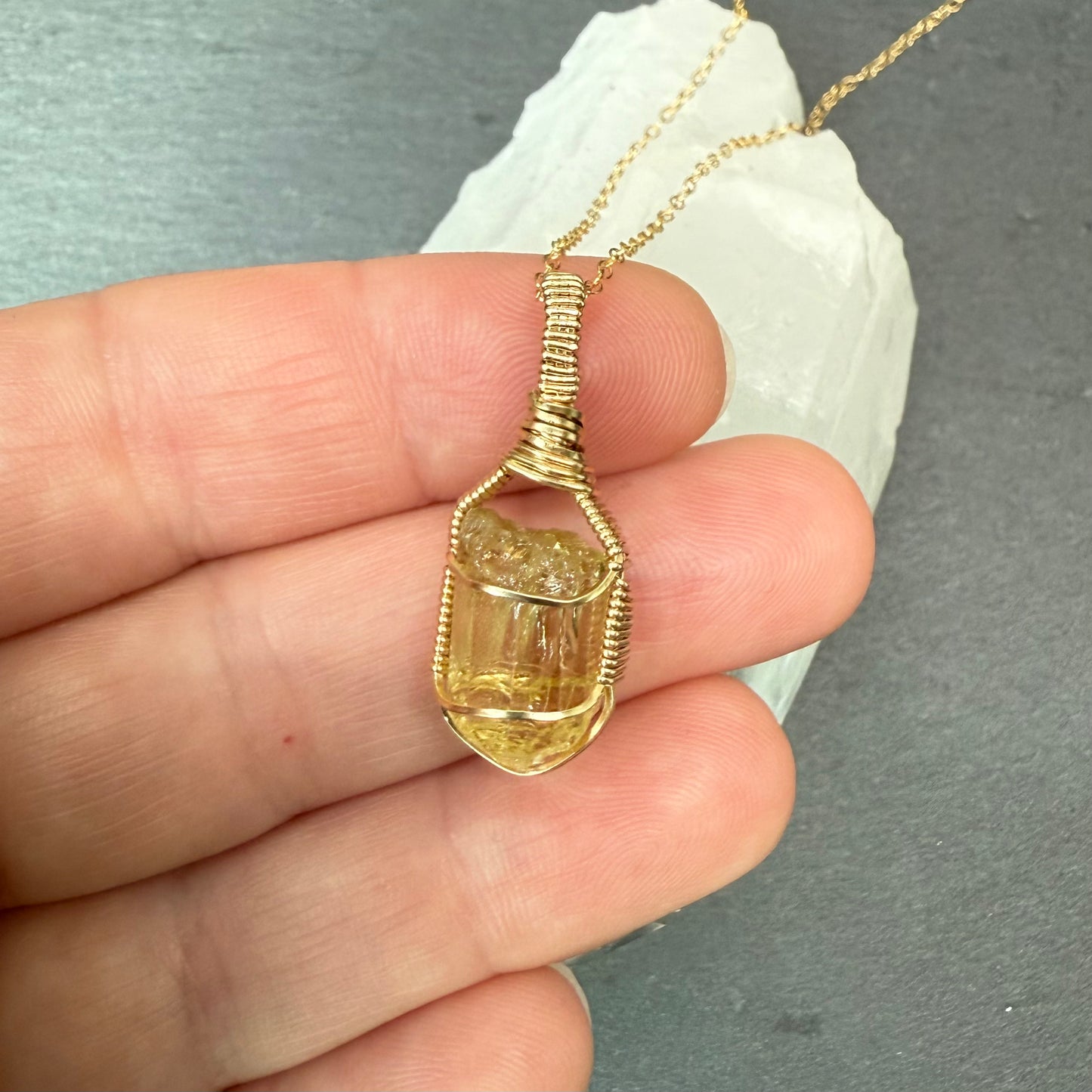 Golden Apatite Crystal Pendant