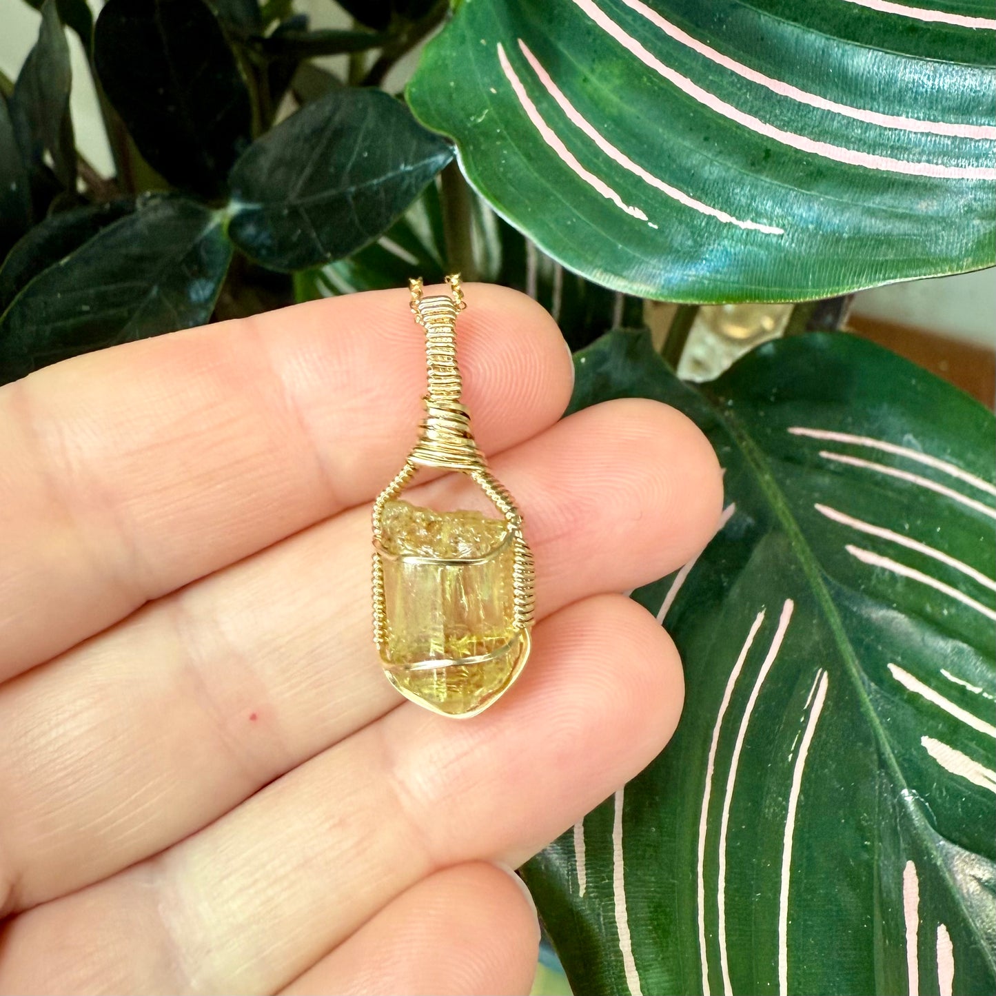 Golden Apatite Crystal Pendant