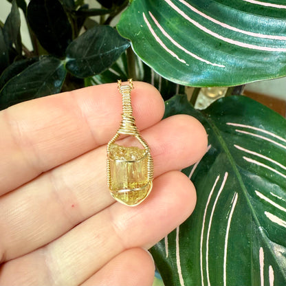 Golden Apatite Crystal Pendant