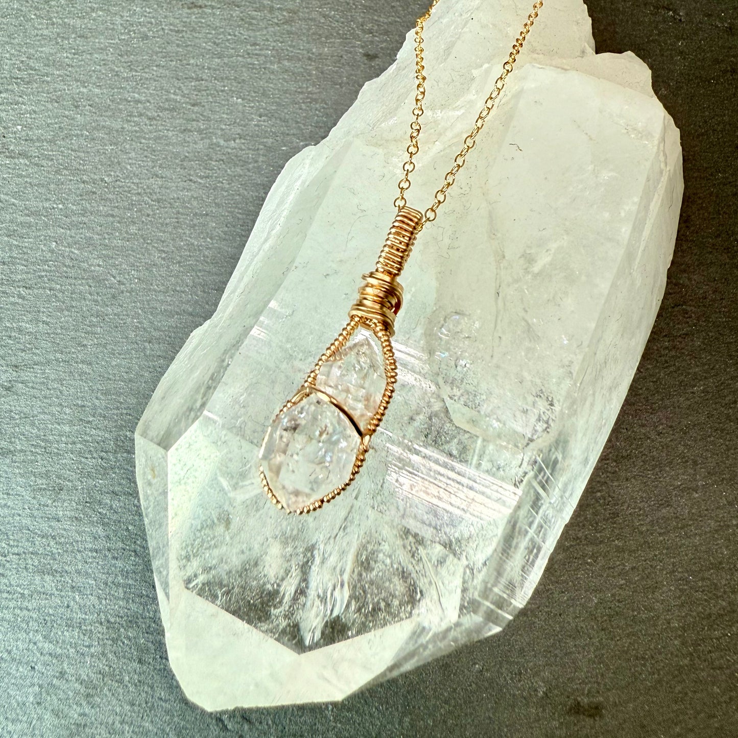 Herkimer Diamond Quartz Crystal Pendant
