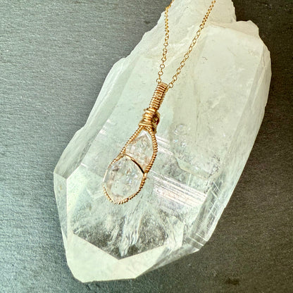 Herkimer Diamond Quartz Crystal Pendant