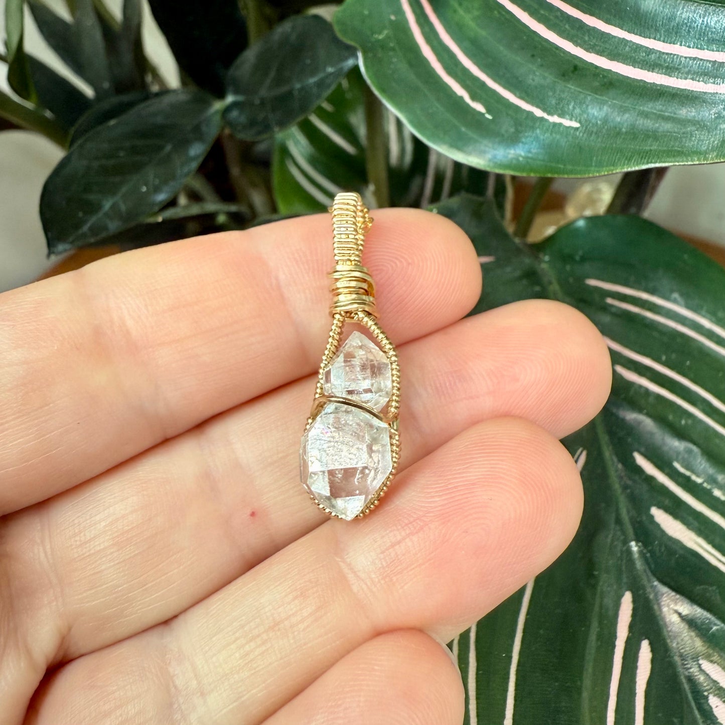 Herkimer Diamond Quartz Crystal Pendant